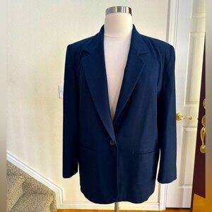 Vintage Pendleton Navy Virgin Wool Blazer One Button Women’s Size 18 USA